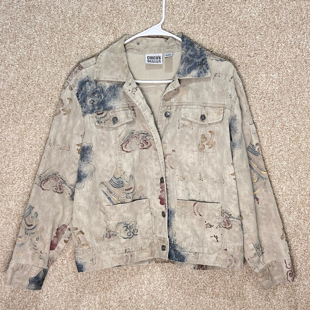 Vintage western style denim jacket button down front pocket unique some glitter